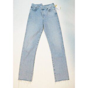 AGOLDE Blue Light Wash Denim Criss Cross Straight Leg Jeans, Size 24